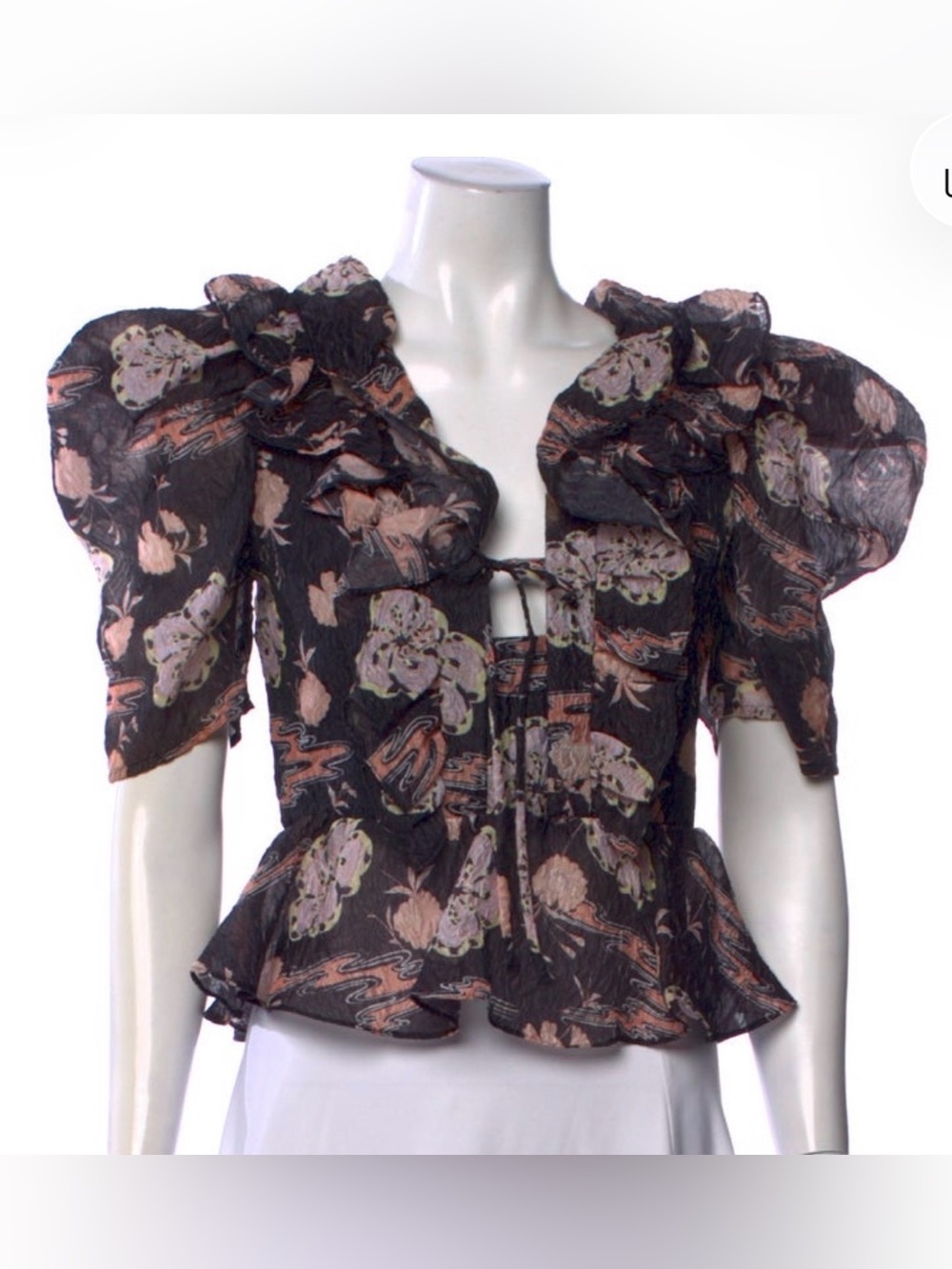 Ulla Johnson Ruffled Tie-Front Top Sz.0